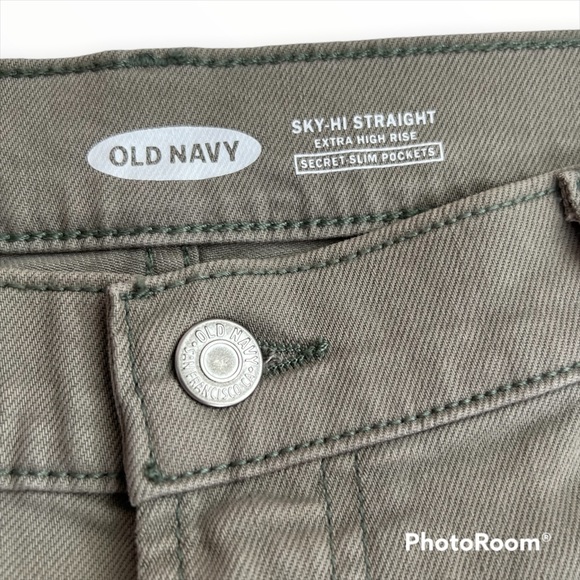 Old Navy Green Sky-High Straight Extra High Rise Size 12 - Picture 4 of 10